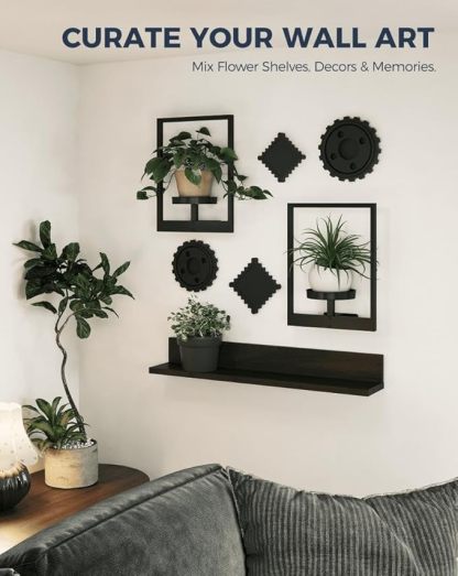 Modern Metal Wall-Mounted Plant Shelf | Indoor/Outdoor Vertical Garden Decor