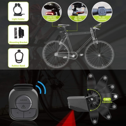 Smart Bike Tail Light with Turn Signals & Auto Brake Function