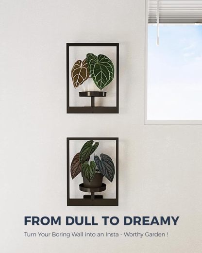 Modern Metal Wall-Mounted Plant Shelf | Indoor/Outdoor Vertical Garden Decor