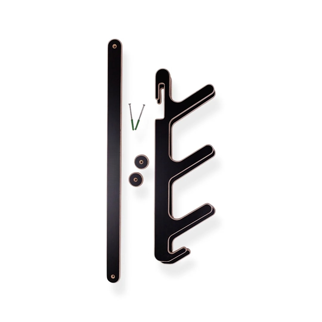 Horizontal Wall-Mounted Ski Rack | Holds 2–4 Pairs with Pole & Helmet Hooks