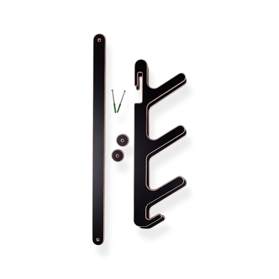 Horizontal Wall-Mounted Ski Rack | Holds 2–4 Pairs with Pole & Helmet Hooks
