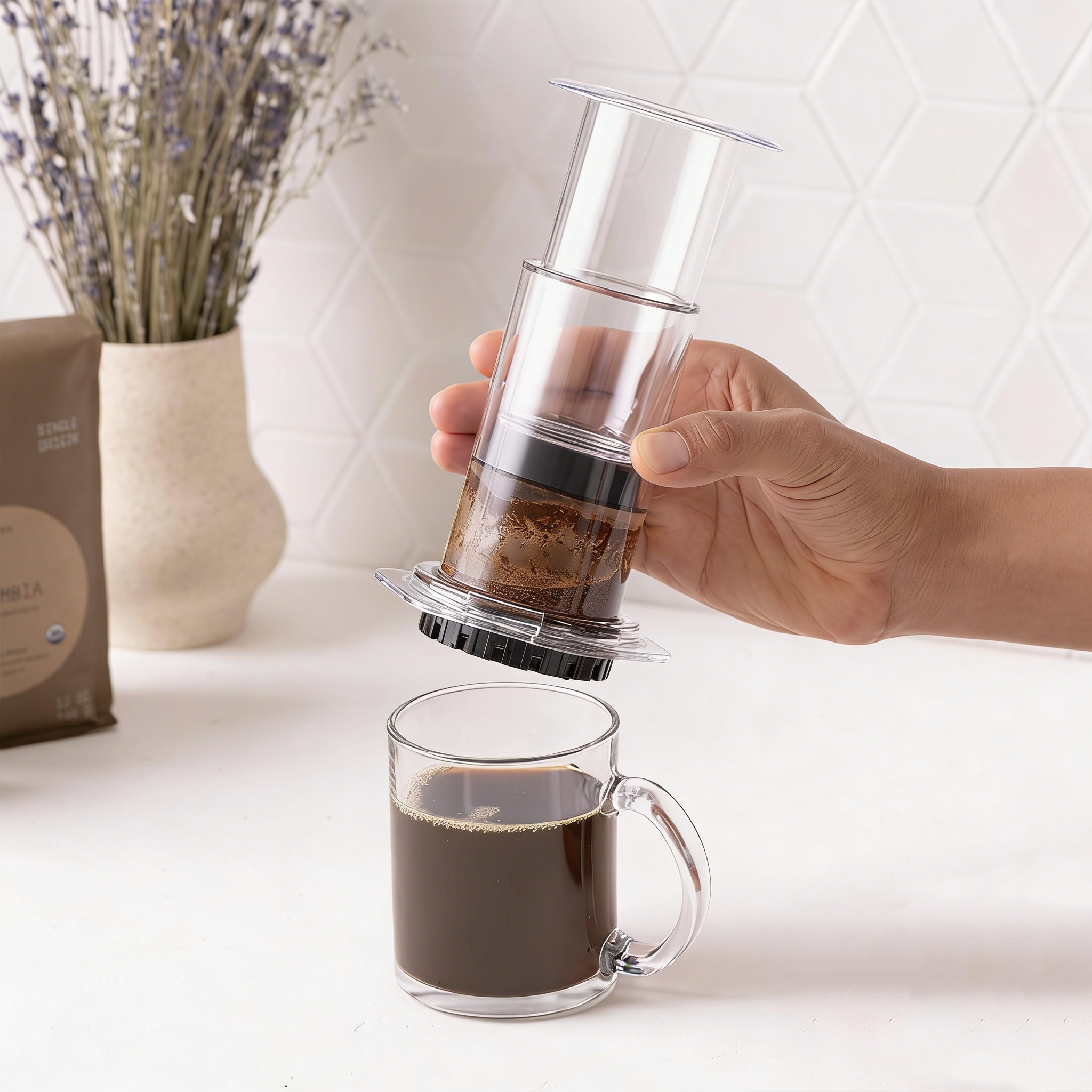 Coffee Press Machine - 3-in-1 French Press, Pour Over, and Espresso Style Manual Brewer