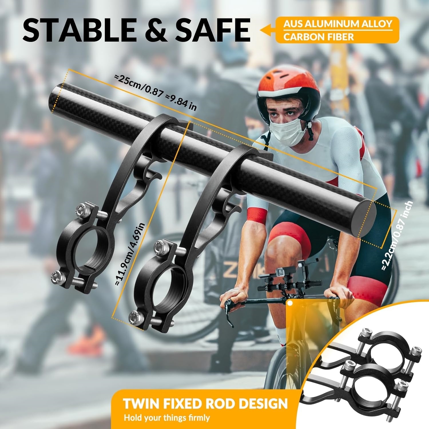 Double Bike Handlebar Extender – Lightweight Extension Bar for Lights, Phone & GPS Mounts