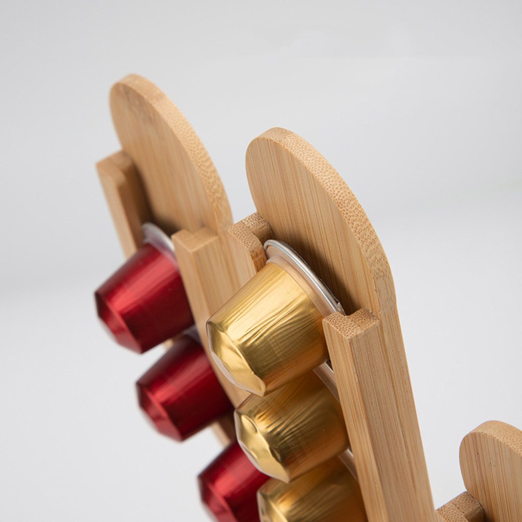 Bamboo Coffee Capsule Organizer | Cactus Coffee Rack | K-Cup Capsule Holder