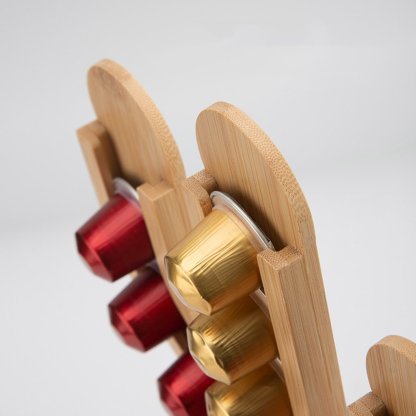 Bamboo Coffee Capsule Organizer | Cactus Coffee Rack | K-Cup Capsule Holder