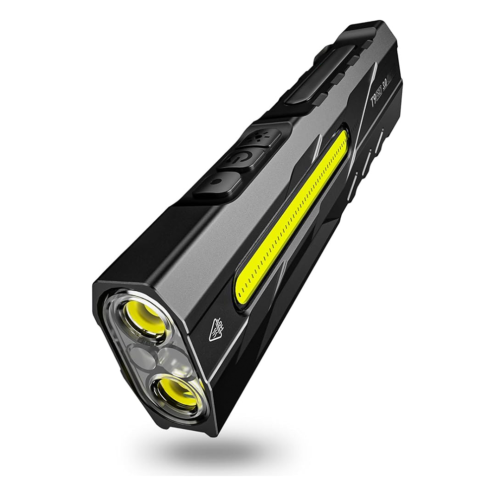 1500-lumen rechargeable LED flashlight with magnetic base and pocket clip