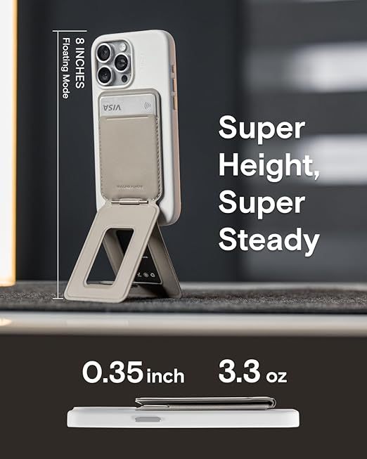 3-in-1 phone stand with magnetic wallet, supports NFC