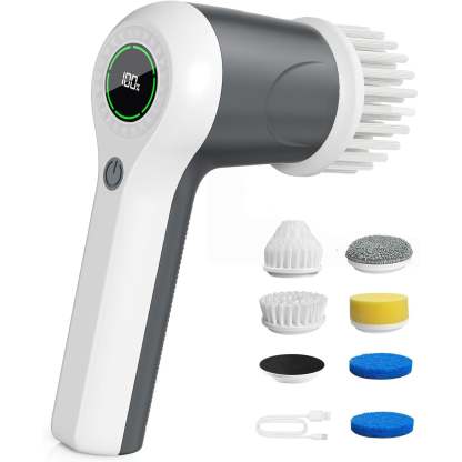 Electric Spin Scrubber – Cordless Shower Scrubber with Battery Level Display