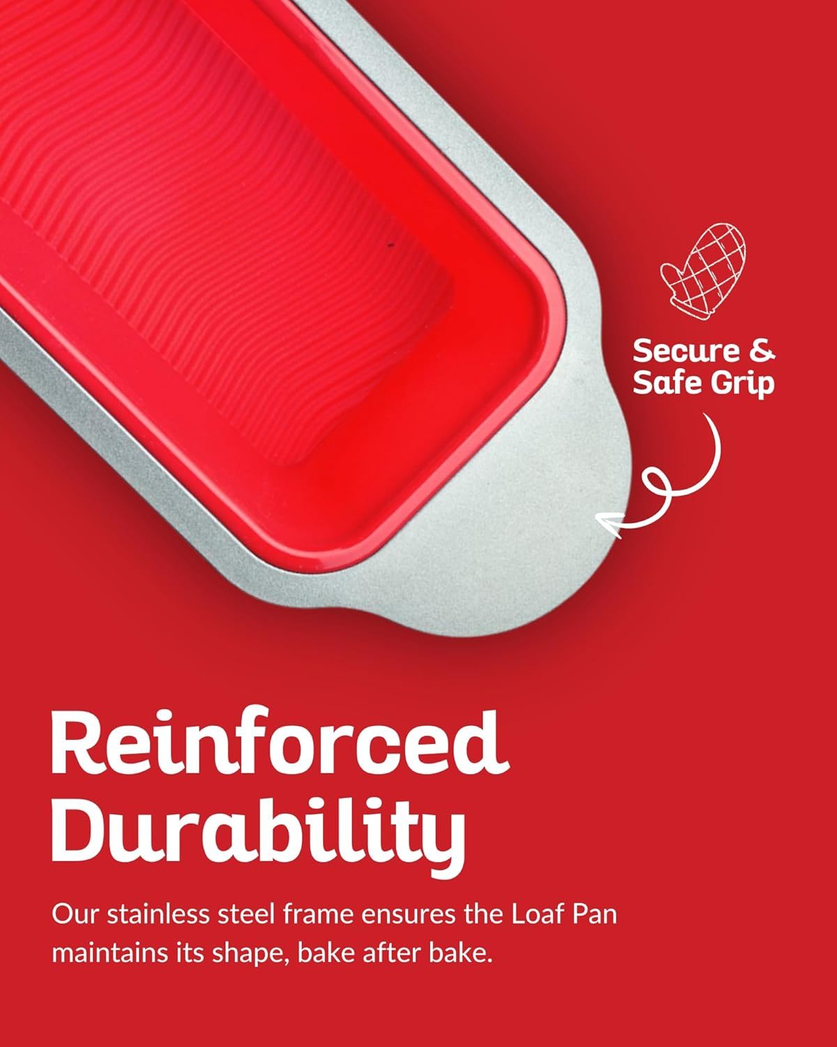 Premium Non-Stick Silicone Loaf Pan (9x5 inches, Heavy-Duty Steel Frame Design