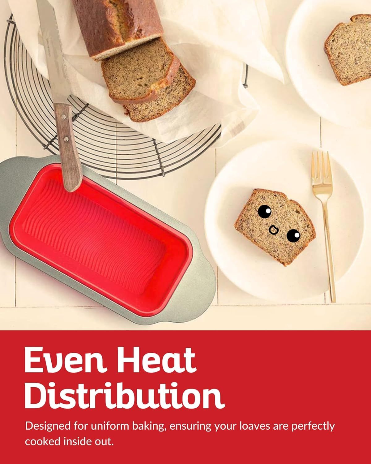 Premium Non-Stick Silicone Loaf Pan (9x5 inches, Heavy-Duty Steel Frame Design