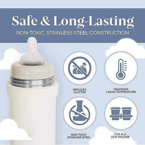 Insulated stainless steel baby bottle with formula container