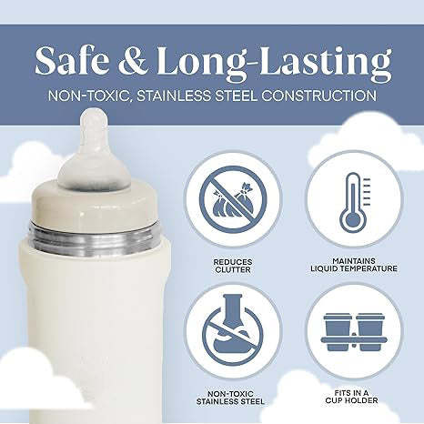 Insulated stainless steel baby bottle with formula container