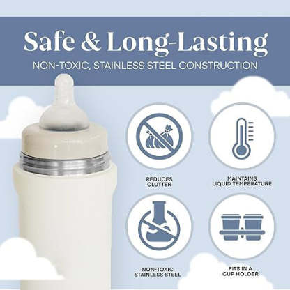 Insulated stainless steel baby bottle with formula container
