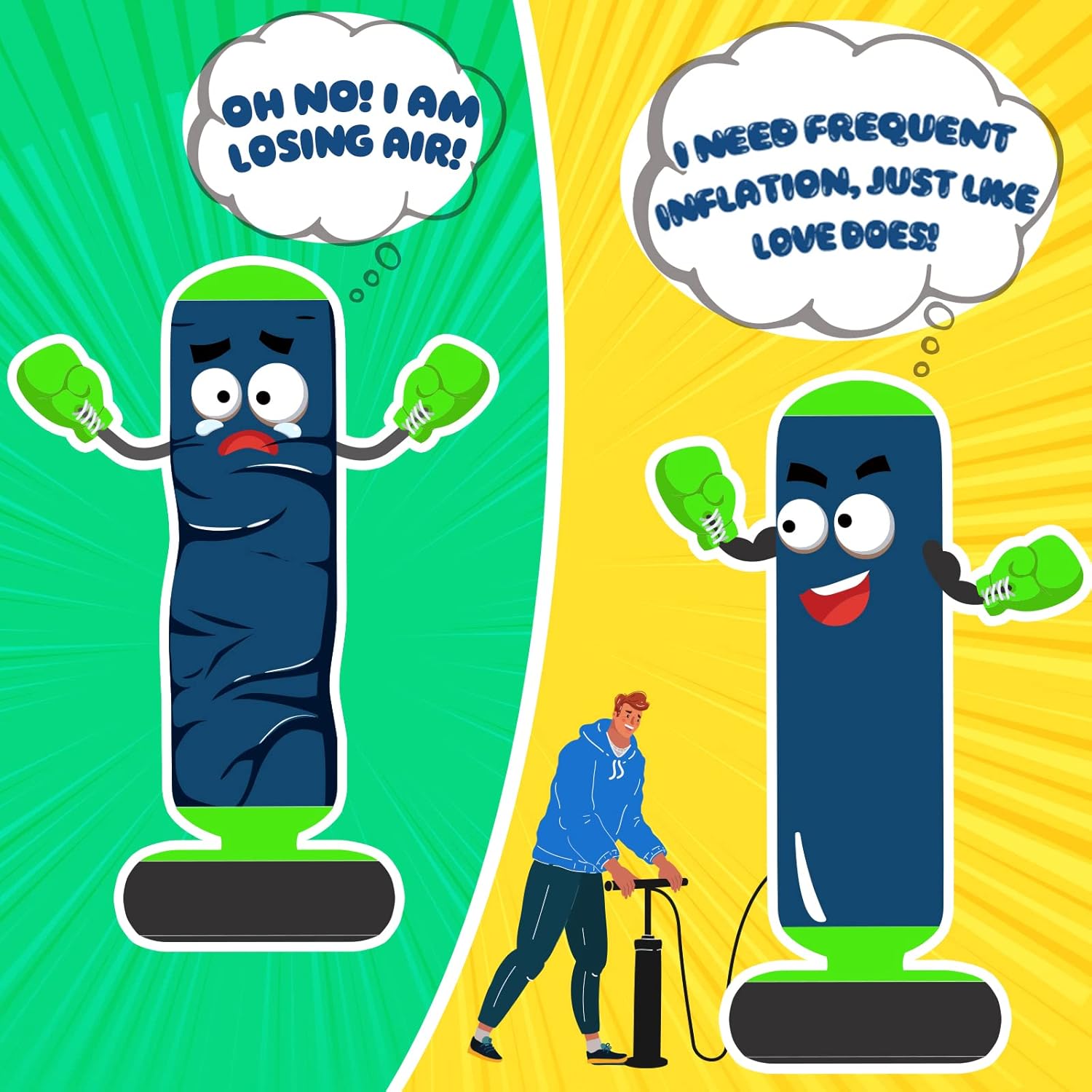 Inflatable punching bag, 48-inch stable inflatable punching bag