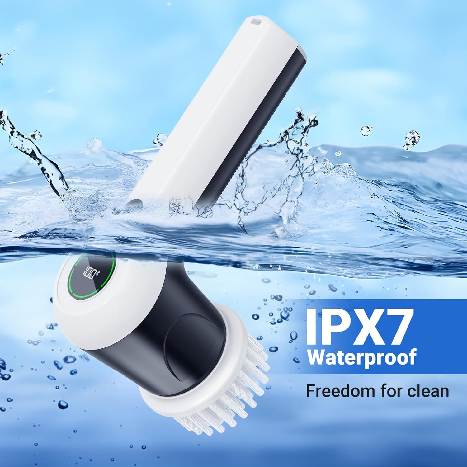 Electric Spin Scrubber – Cordless Shower Scrubber with Battery Level Display