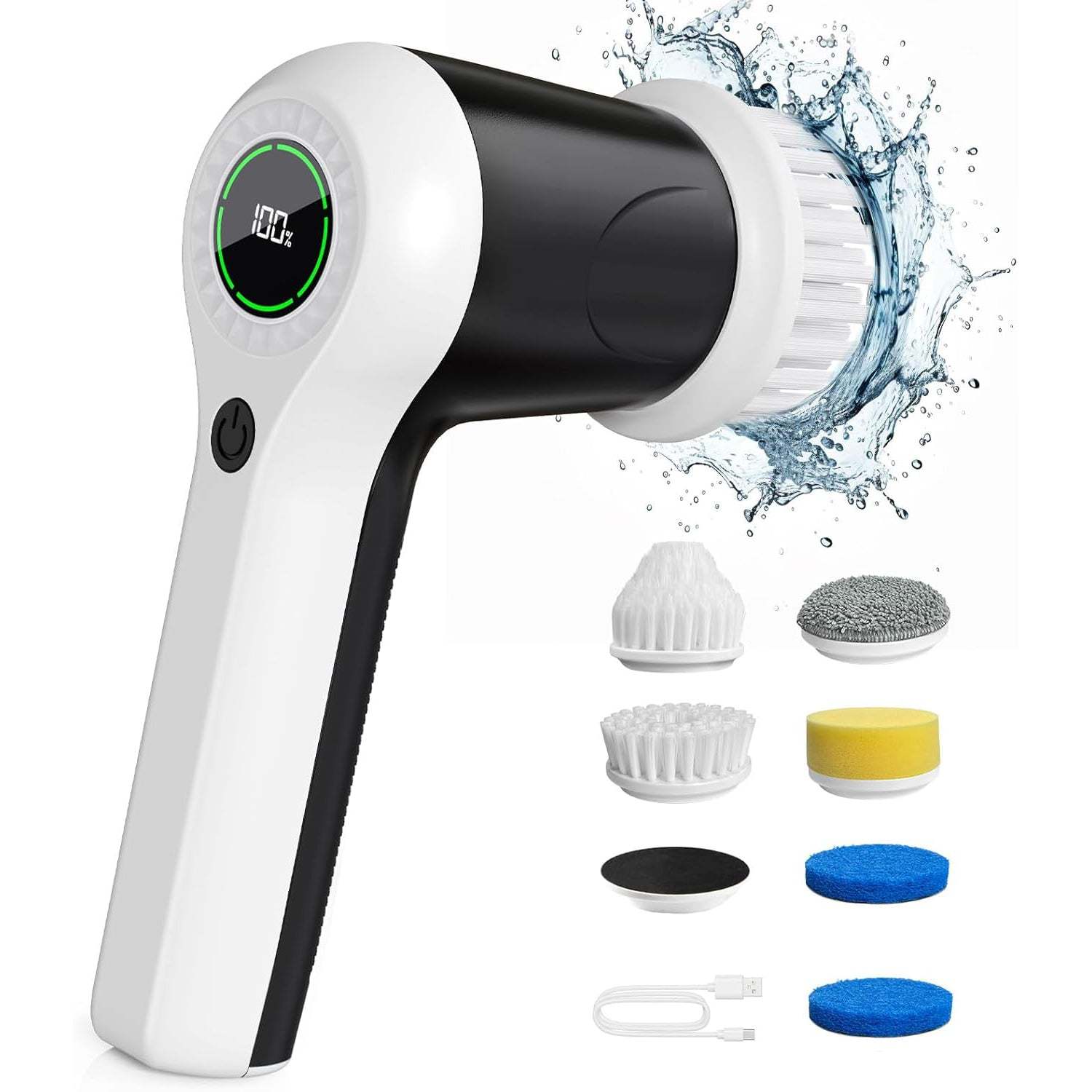 Electric Spin Scrubber – Cordless Shower Scrubber with Battery Level Display