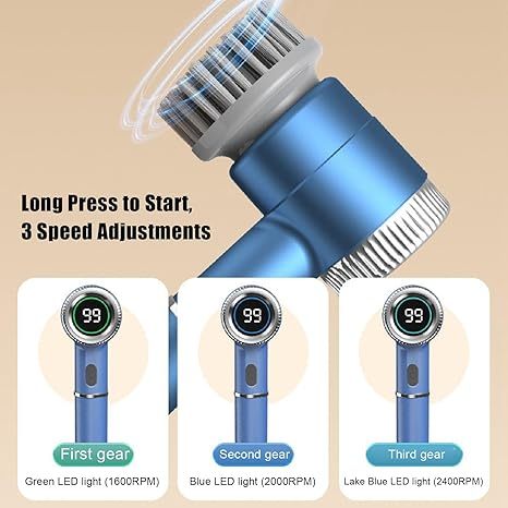 Electric rotating cleaning brush, handheld wireless, IPX7 waterproof