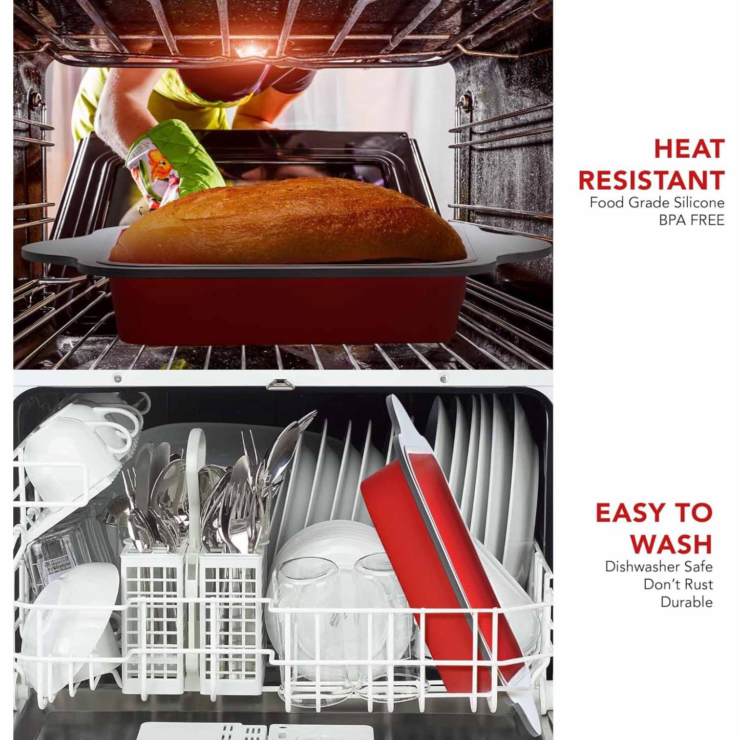 Premium Non-Stick Silicone Loaf Pan (9x5 inches, Heavy-Duty Steel Frame Design