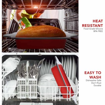 Premium Non-Stick Silicone Loaf Pan (9x5 inches, Heavy-Duty Steel Frame Design