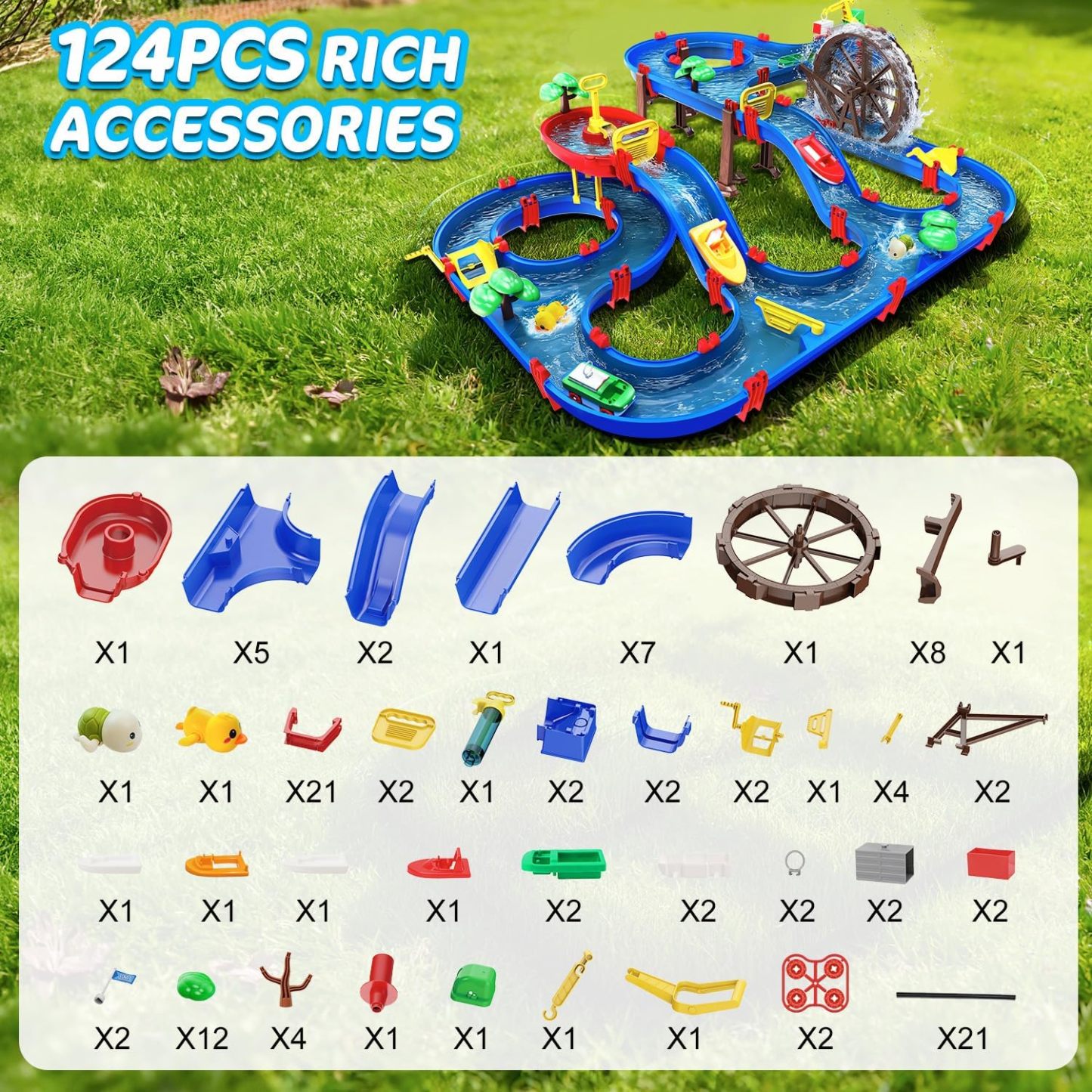 DIY Waterway Playset with Water Wheel – Kids Backyard Water Adventure Set