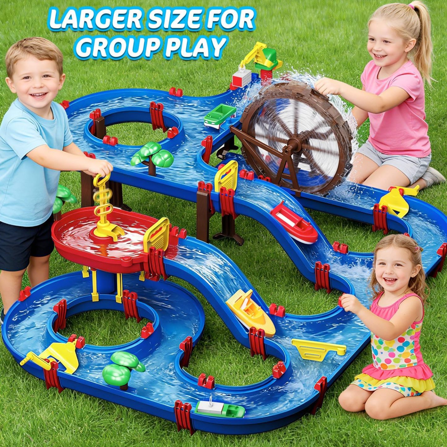 DIY Waterway Playset with Water Wheel – Kids Backyard Water Adventure Set