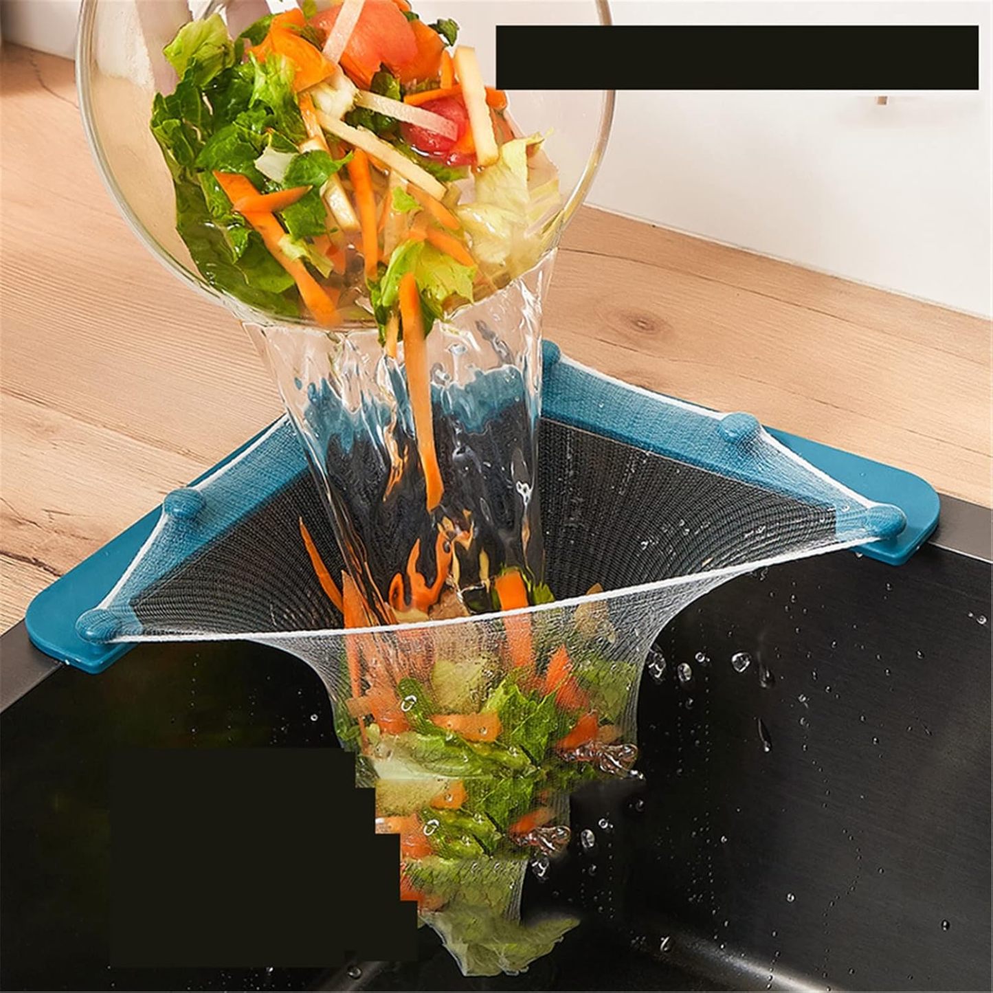 Triangular Three-Leg Sink Filter (Includes 50 Filter Bags, Space-Saving Design, Ideal for Kitchen