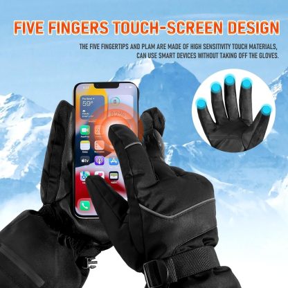 Electric Heated Gloves, Unisex, -40°C Winter Gloves, 3 Heat Settings, Touchscreen Compatible