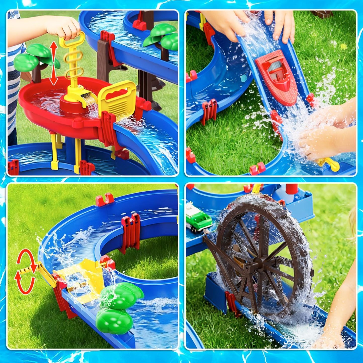DIY Waterway Playset with Water Wheel – Kids Backyard Water Adventure Set