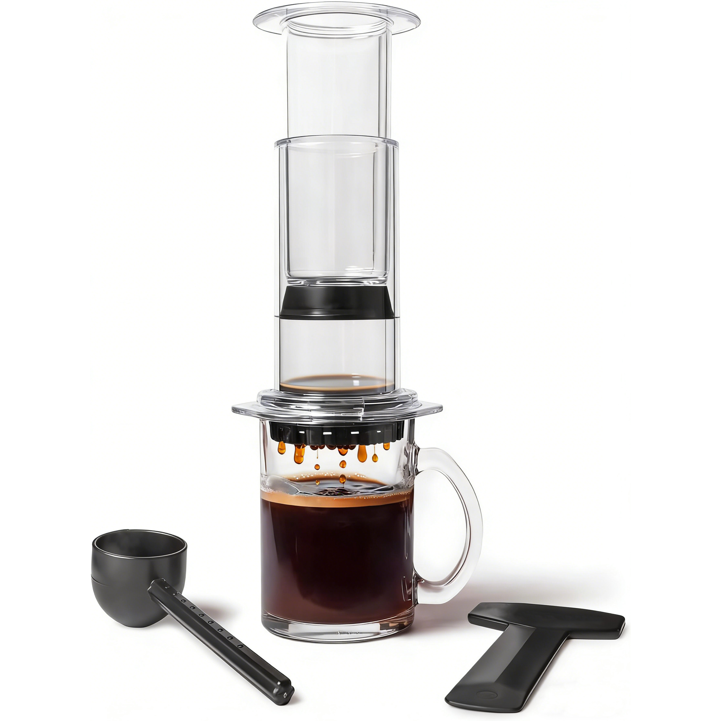 Coffee Press Machine - 3-in-1 French Press, Pour Over, and Espresso Style Manual Brewer