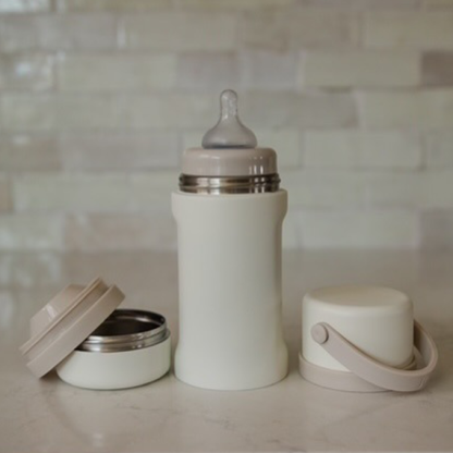 Insulated stainless steel baby bottle with formula container