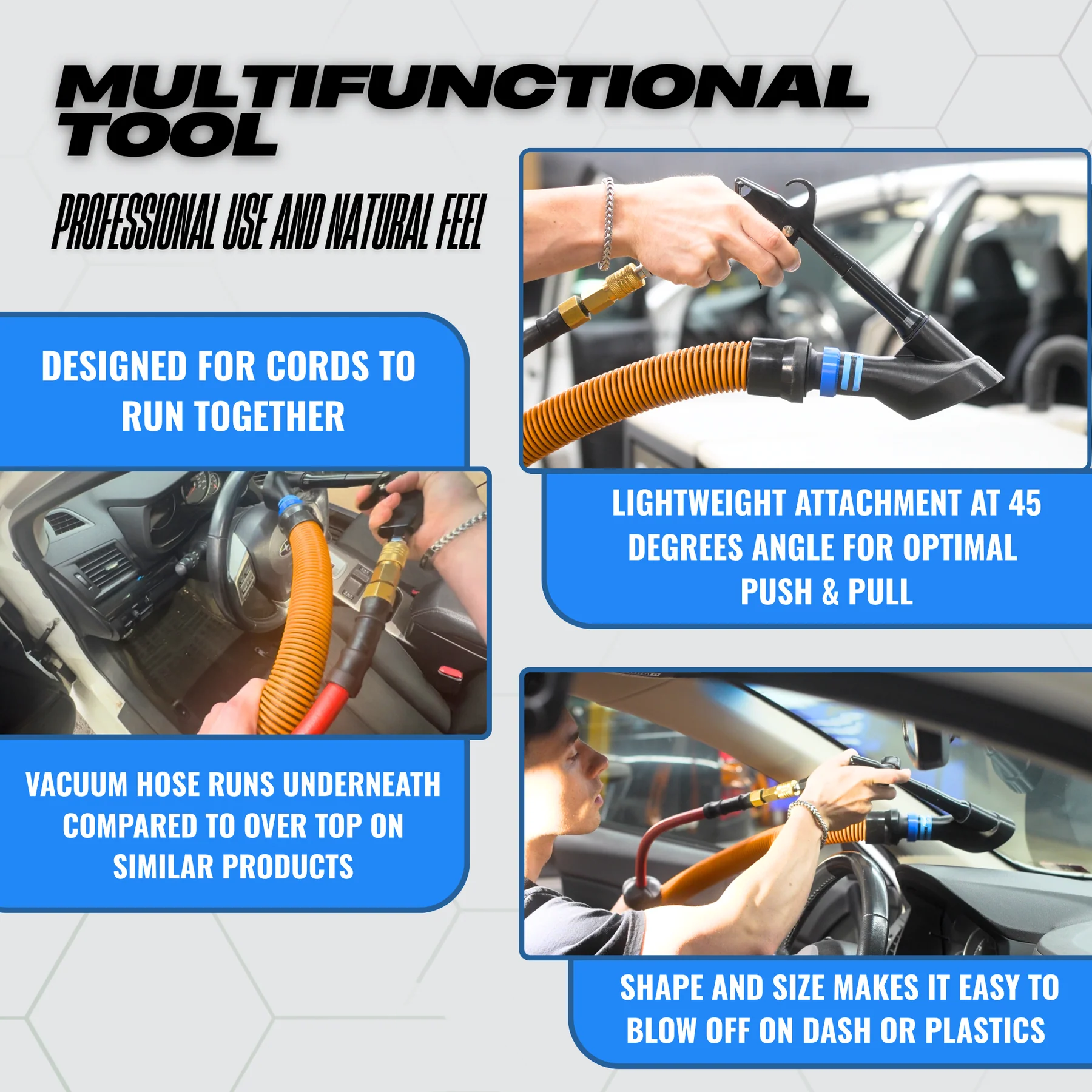 Dual Function Pneumatic + Vacuum Tool – Car Interior Cleaning Attachment