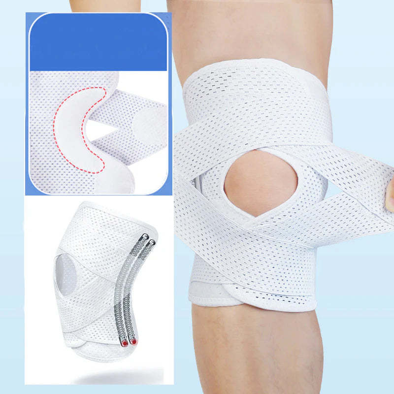 V-Shaped Dual Directional Strap Knee Support with Elastic Spring Support and Patella Pad