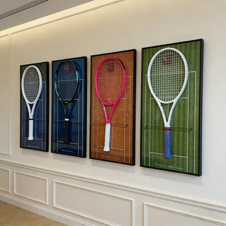 Open Tournament-Themed Wall-Mounted Tennis Racket Display Frame – Collect & Showcase Your Racket