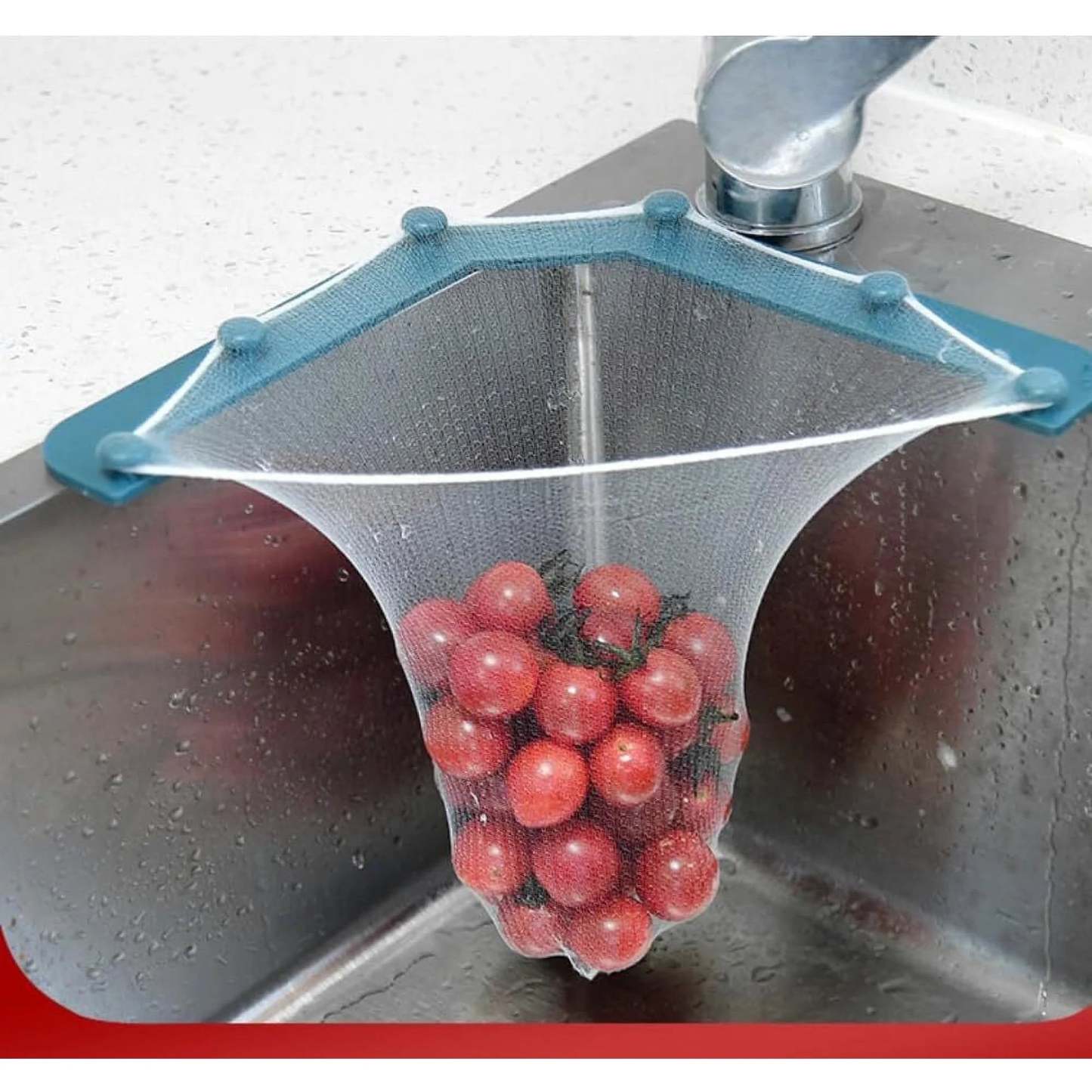 Triangular Three-Leg Sink Filter (Includes 50 Filter Bags, Space-Saving Design, Ideal for Kitchen