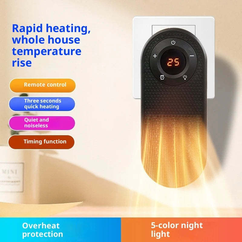 Compact Electric Heater – 180° Rotation, LED Display, Remote Control, Overheat Protection