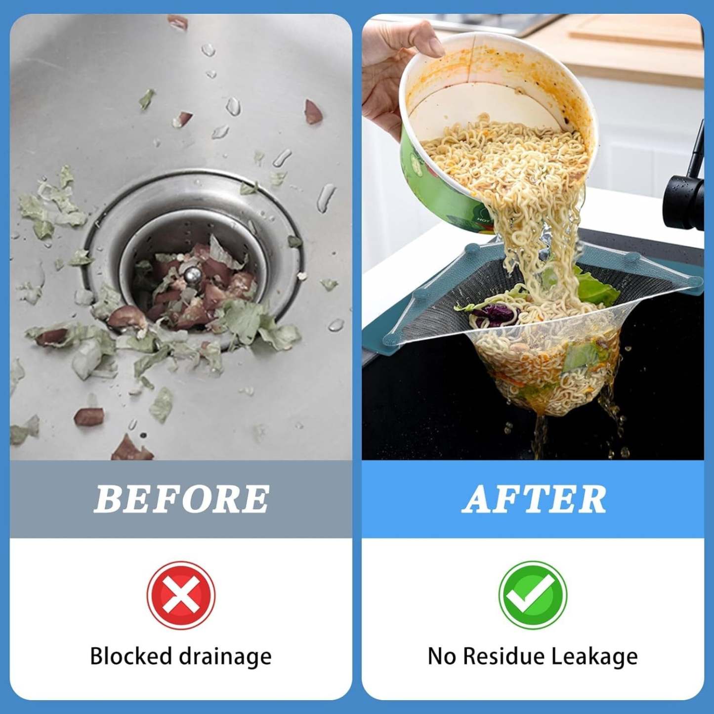 Triangular Three-Leg Sink Filter (Includes 50 Filter Bags, Space-Saving Design, Ideal for Kitchen