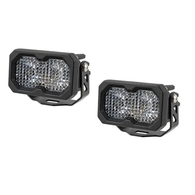A pair of white floodlight LED spotlights