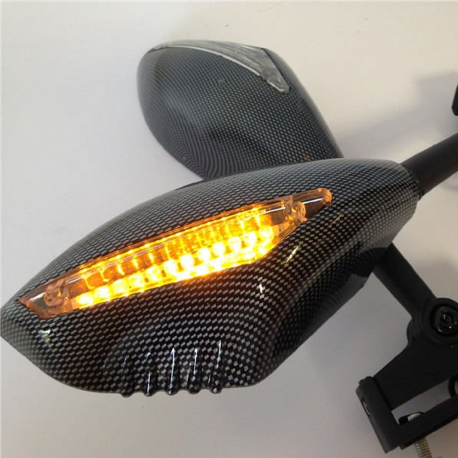 Carbon-Style Turn Signal Mirrors – Enhanced Visibility Riding System