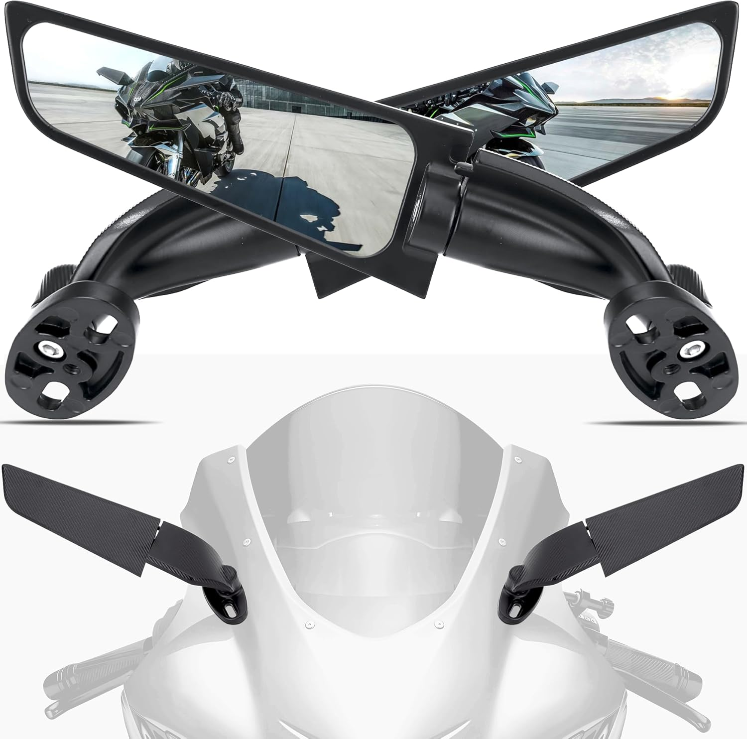 Angle Wing Rearview Mirror, Racing Motorcycle Adjustable Side Rear View Mirrors!