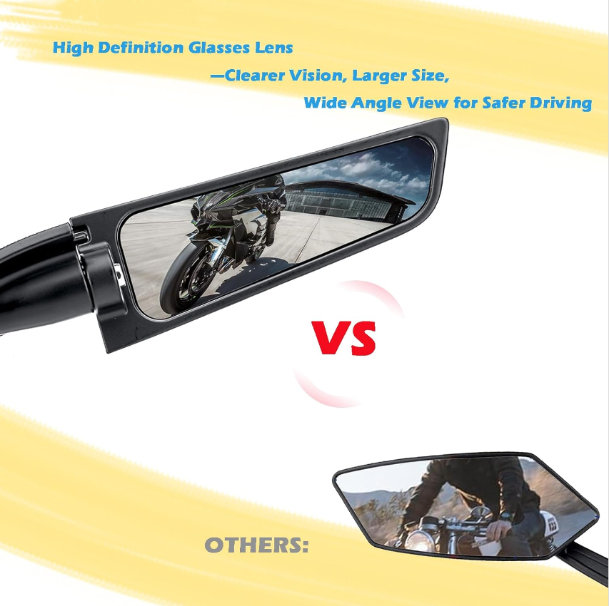 Angle Wing Rearview Mirror, Racing Motorcycle Adjustable Side Rear View Mirrors!
