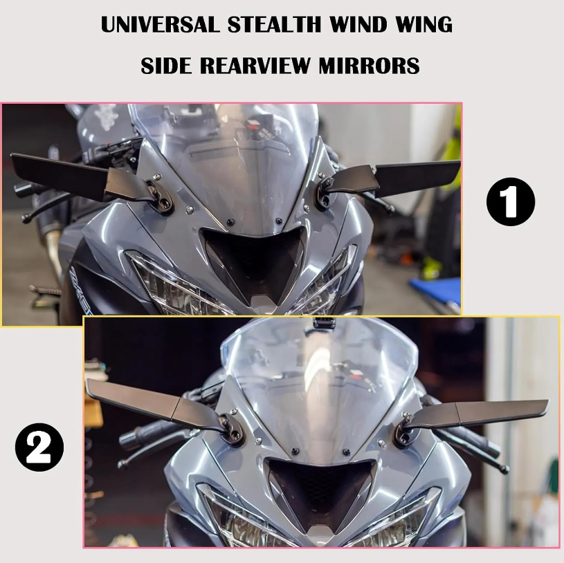 Angle Wing Rearview Mirror, Racing Motorcycle Adjustable Side Rear View Mirrors!