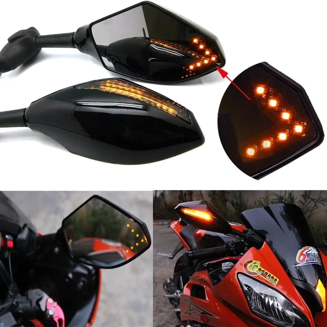 Carbon-Style Turn Signal Mirrors – Enhanced Visibility Riding System