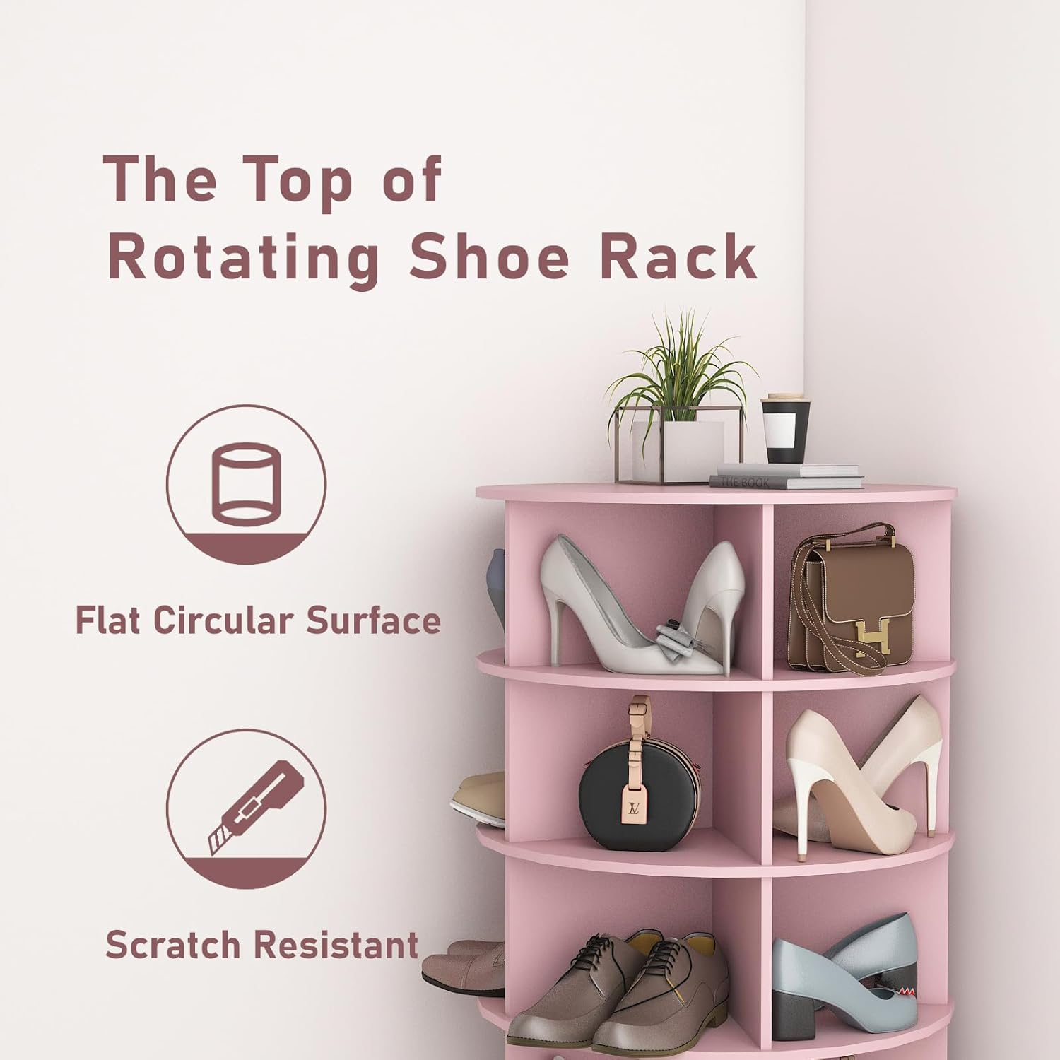 7 Tier Rotating Shoe Rack,Spinning Shoe Rack Organizer,Lazy Susan Shoe Rack Tower,Free Standing 360° Revolving Shoe Rack,Elegant Shoe Carousel
