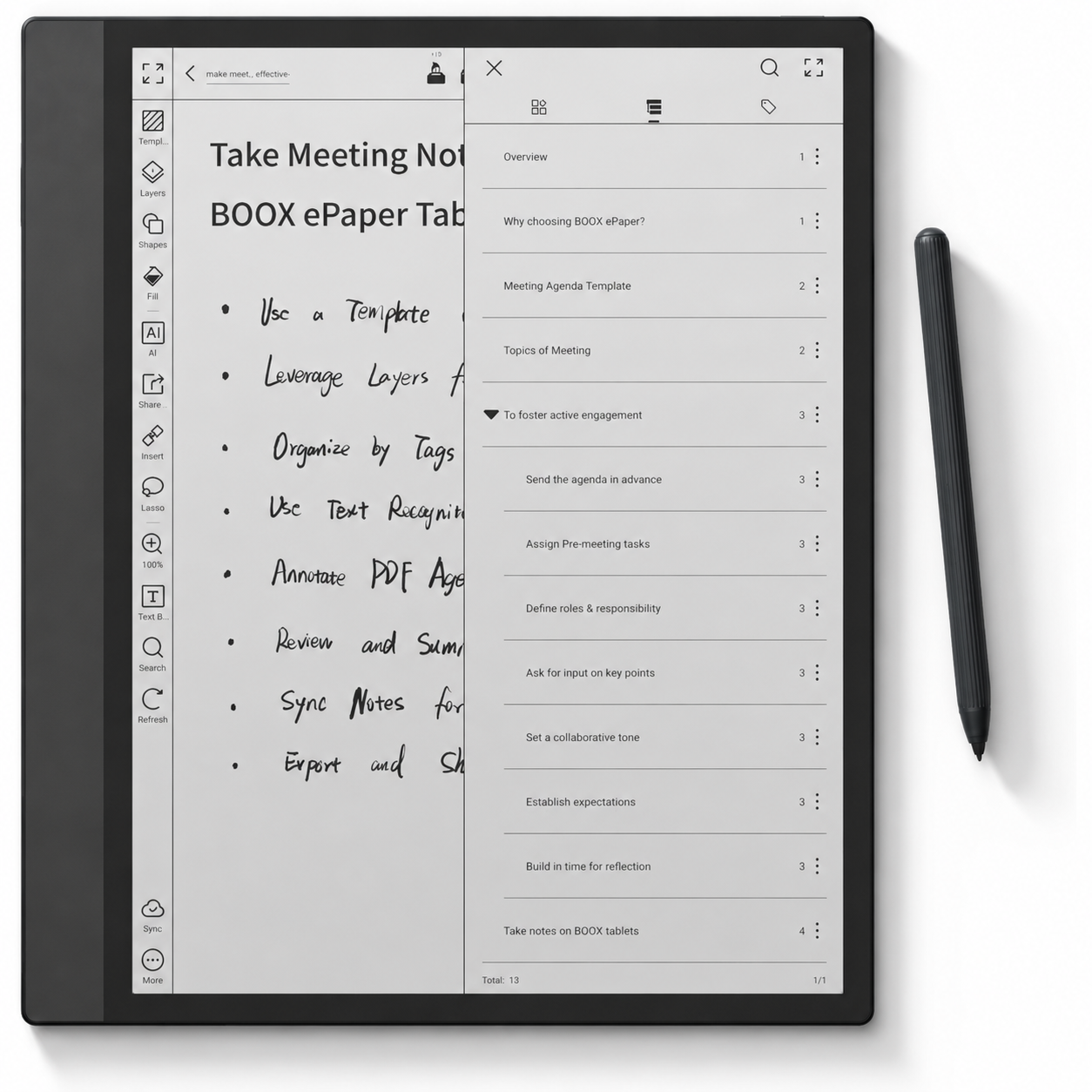 E-ink digital notebook