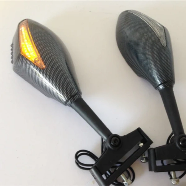 Carbon-Style Turn Signal Mirrors – Enhanced Visibility Riding System