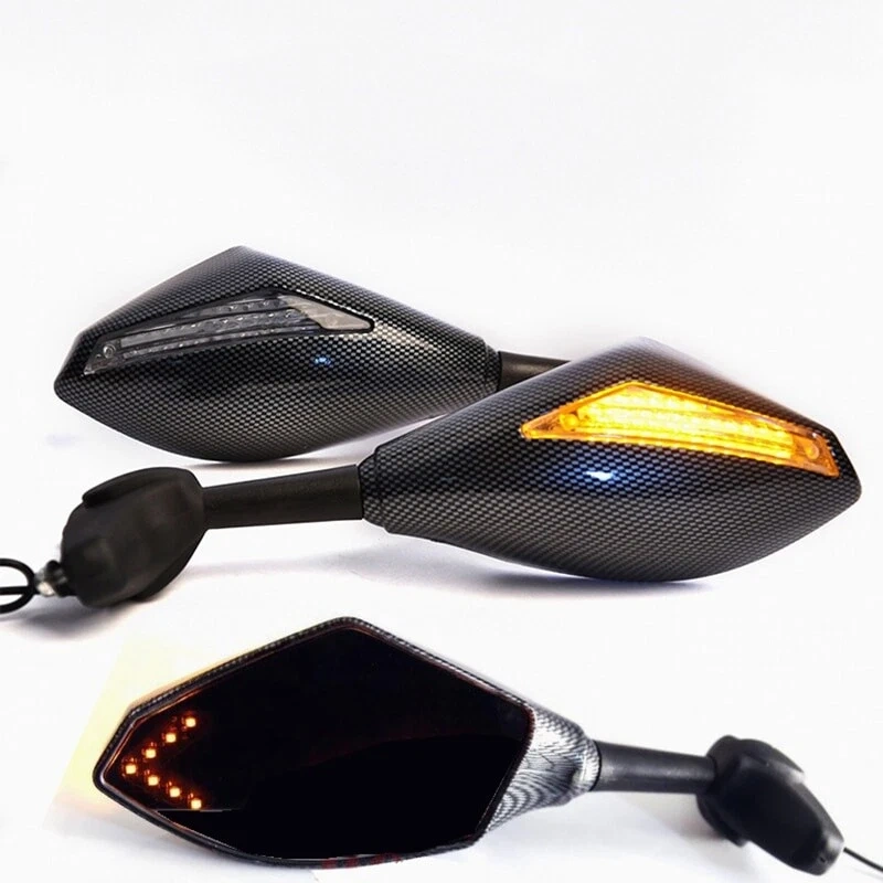 Carbon-Style Turn Signal Mirrors – Enhanced Visibility Riding System