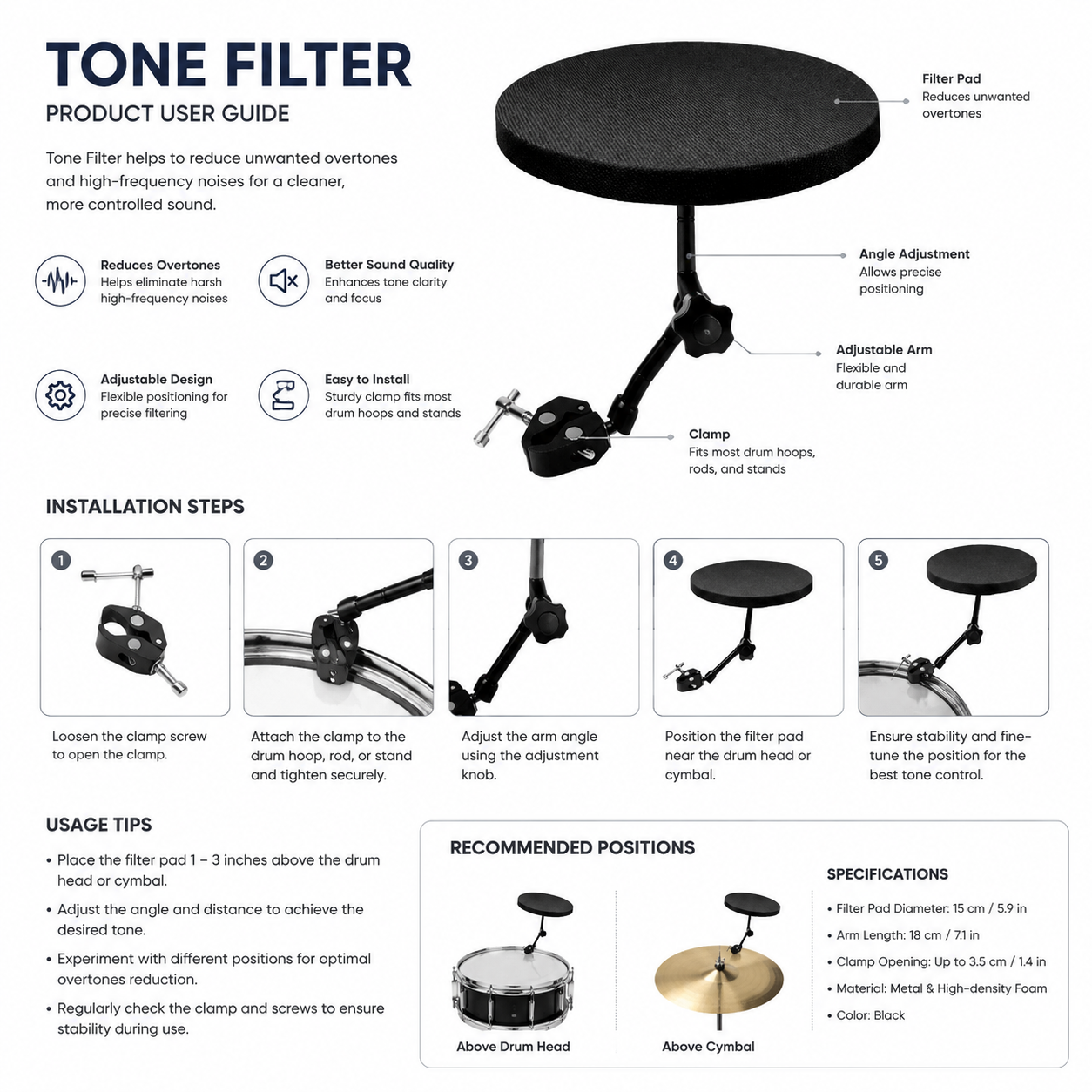 Tone Filter – 10-Inch Drum and Microphone Sound Control Accessory