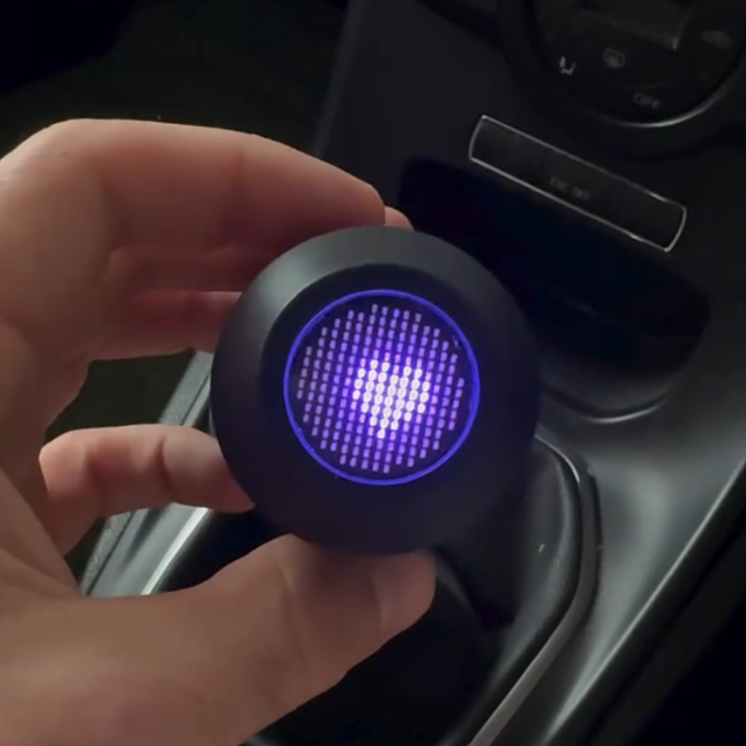 Gear shift knob with purple LED light