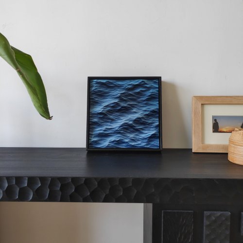 Mini Ocean Hand-Carved Wooden Wall Art | Framed
