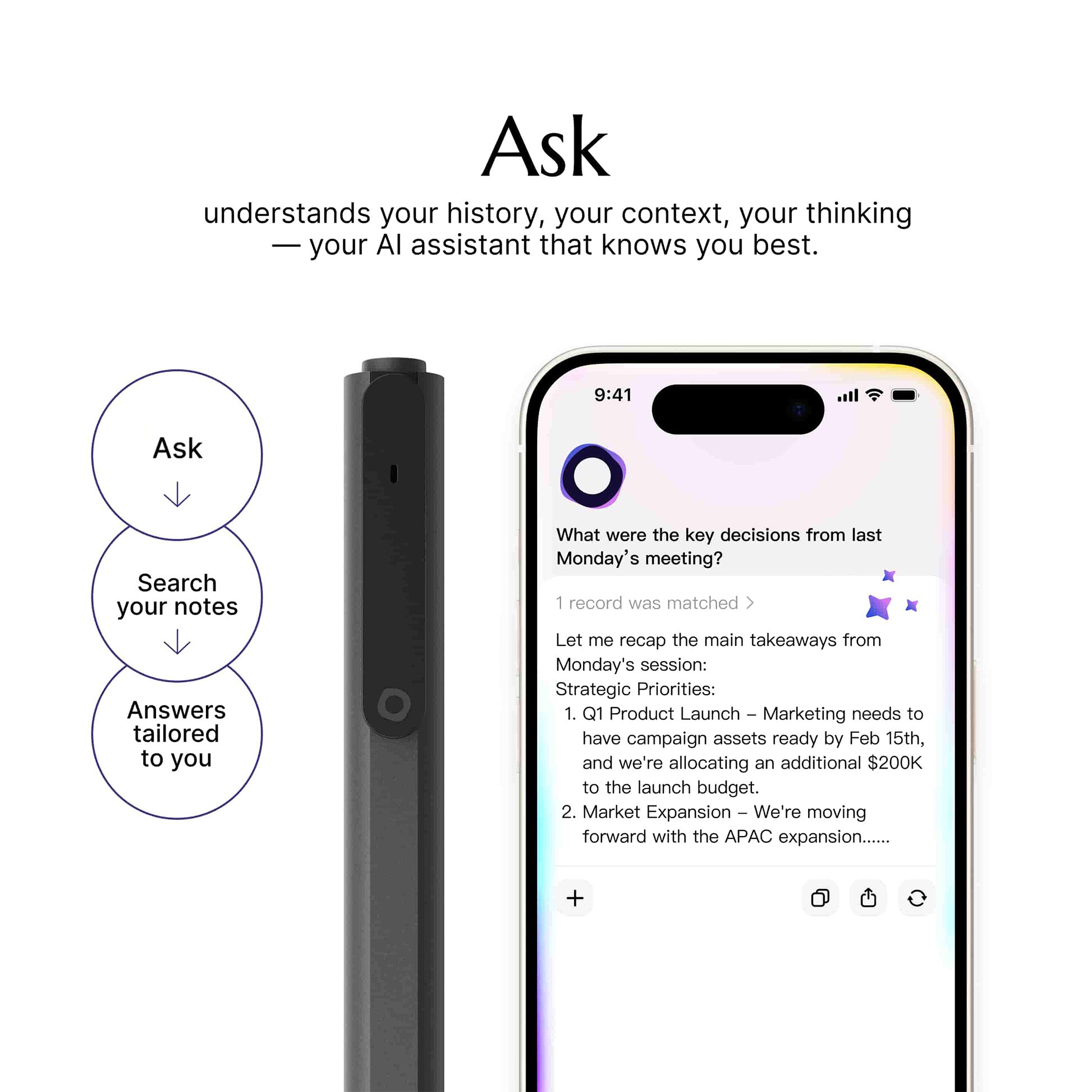 Smart AI Recording Pen | Intelligent Note-Taking & Voice Summary